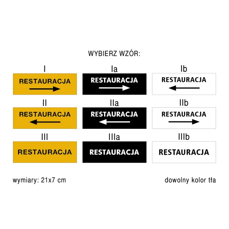 Tabliczka kierunkowa restauracja - wym. 210x70mm - PVC - kolorowy druk UV - TAB158