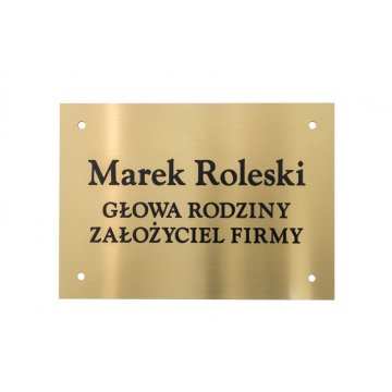 Tabliczka - mosiądz szczotkowany, grawerowana frezami - CNC - wym. 210x150mm - TAB106