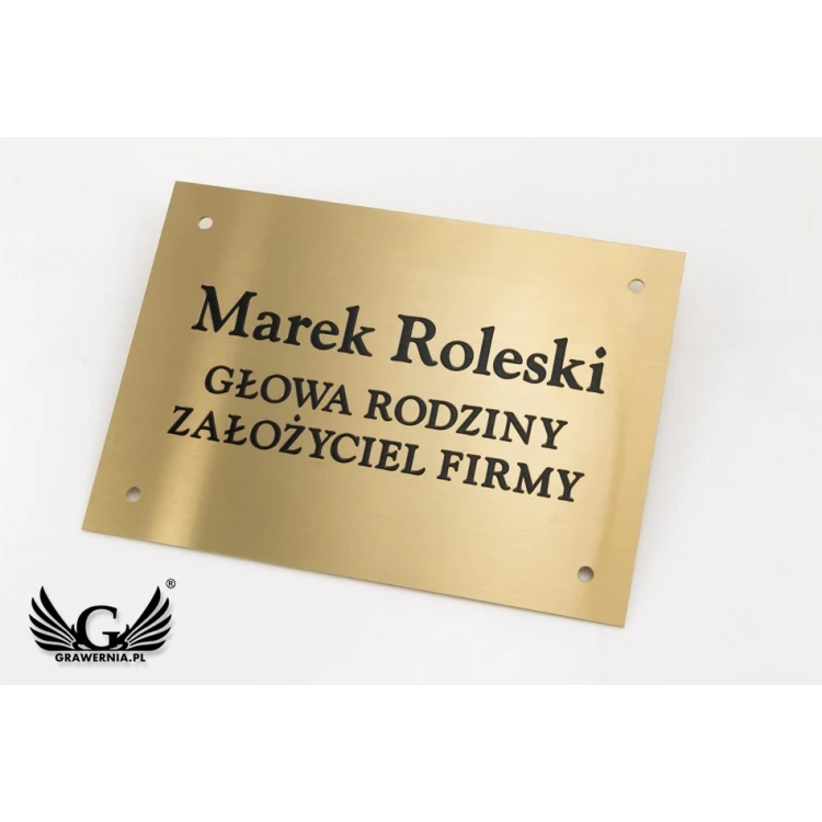 Tabliczka - mosiądz szczotkowany, grawerowana frezami - CNC - wym. 210x150mm - TAB106