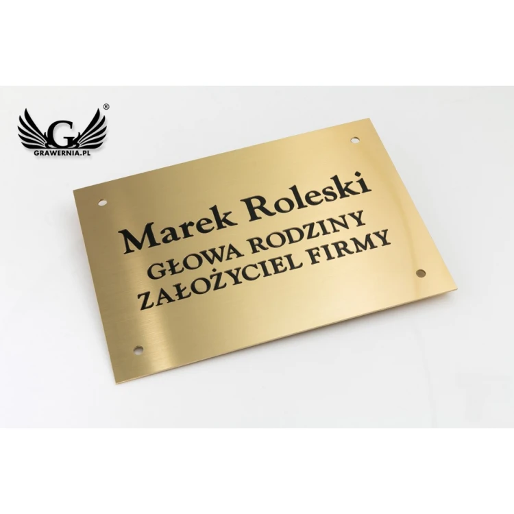 Tabliczka - mosiądz szczotkowany, grawerowana frezami - CNC - wym. 210x150mm - TAB106