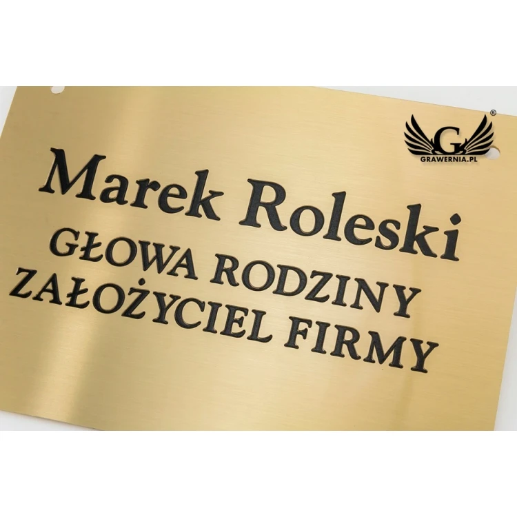 Tabliczka - mosiądz szczotkowany, grawerowana frezami - CNC - wym. 210x150mm - TAB106
