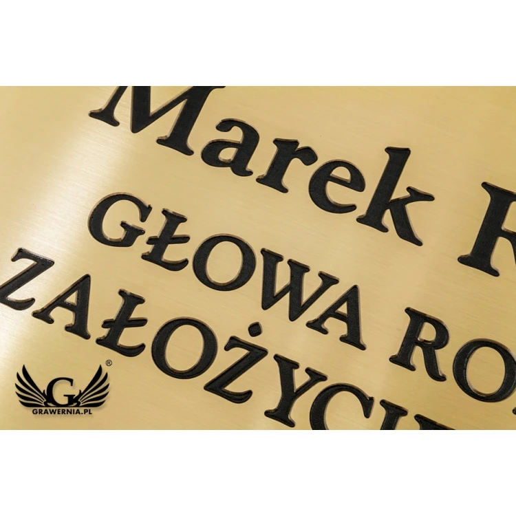 Tabliczka - mosiądz szczotkowany, grawerowana frezami - CNC - wym. 210x150mm - TAB106