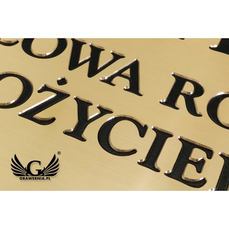 Tabliczka - mosiądz szczotkowany, grawerowana frezami - CNC - wym. 210x150mm - TAB106