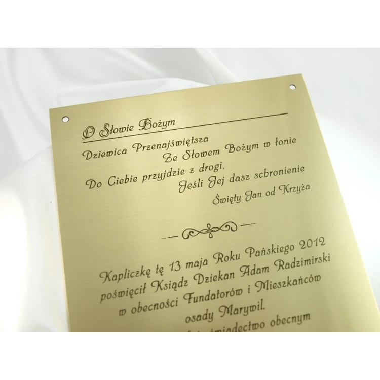 Tabliczka mosiężna z dedykacją - M005 - wym. 165x120mm