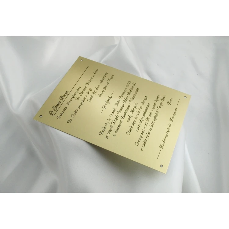 Tabliczka mosiężna z dedykacją - M005 - wym. 165x120mm