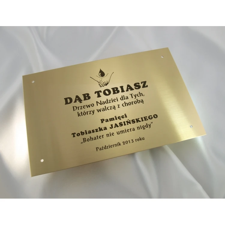 Tabliczka mosiężna z dedykacją - M008 - wym. 200x130mm