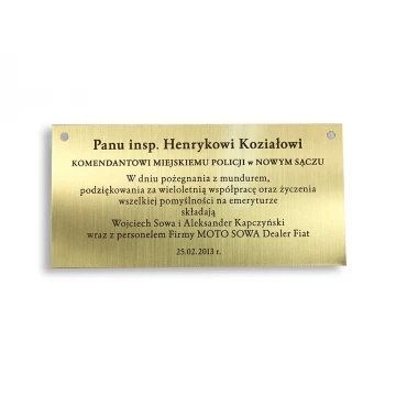 Tabliczka mosiężna z dedykacją - M004 - wym. 112x55mm