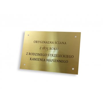 Tabliczka pamiątkowa - mosiądz szczotkowany z lakierem - M011 - wym. 130x90mm