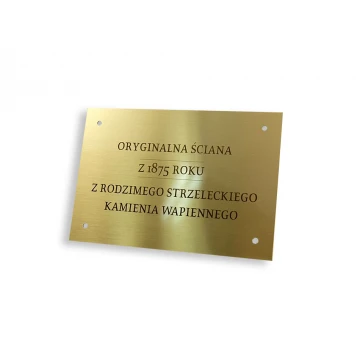 Tabliczka pamiątkowa - mosiądz szczotkowany z lakierem - M011 - wym. 130x90mm