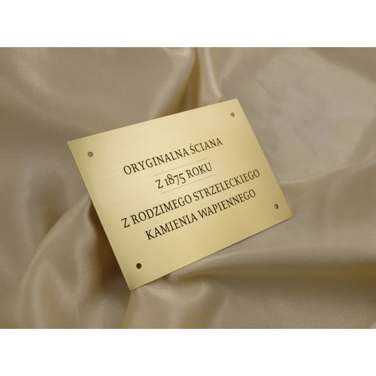 Tabliczka pamiątkowa - mosiądz szczotkowany z lakierem - M011 - wym. 130x90mm