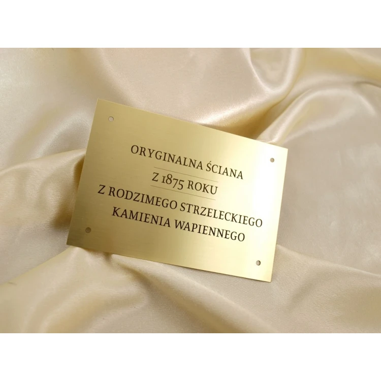Tabliczka pamiątkowa - mosiądz szczotkowany z lakierem - M011 - wym. 130x90mm