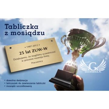 Tabliczka mosiężna z dedykacją - M003 - wym. 75x40mm