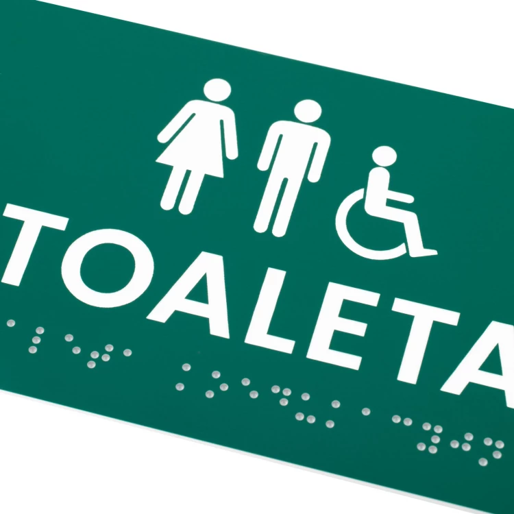 Tabliczka na drzwi toalety z laminatu grawerskiego z pismem Braille'a - wym. 160x90mm - TT052
