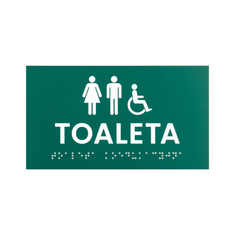 Tabliczka na drzwi toalety z laminatu grawerskiego z pismem Braille'a - wym. 160x90mm - TT052