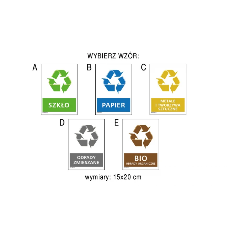 Tabliczka na kosz do segregacji odpadów - wym. 150x200mm - PVC - kolorowy druk UV - TAB186