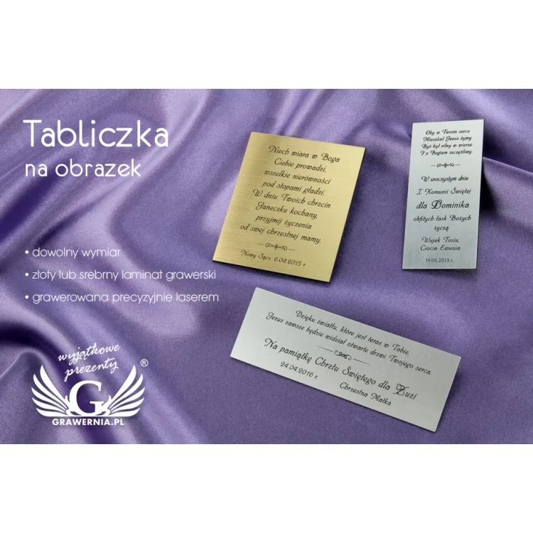 Tabliczka na obrazek - złota lub srebrna - laminat grawerski