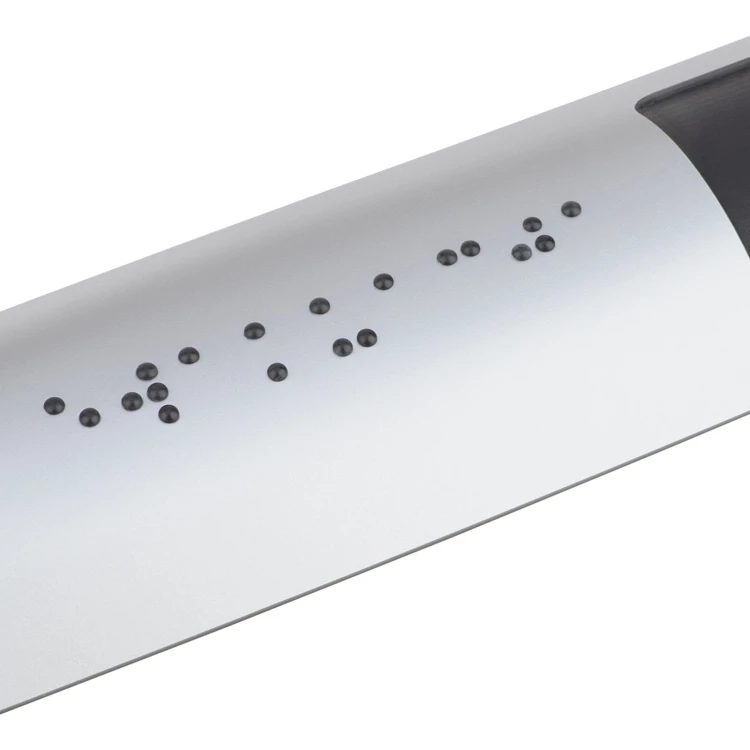 Tabliczka na poręcz z pismem Braille’a - wym. 150x36mm - exterior srebrny - TAB581