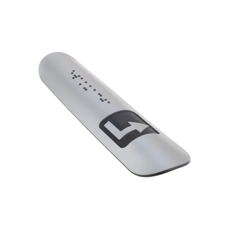 Tabliczka na poręcz z pismem Braille’a - wym. 150x36mm - exterior srebrny - TAB581