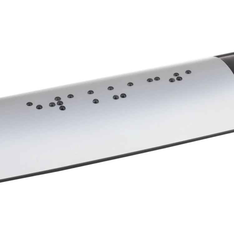Tabliczka na poręcz z pismem Braille’a - wym. 150x36mm - exterior srebrny - TAB581