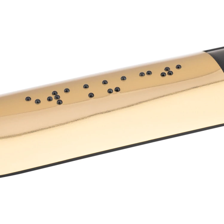 Tabliczka na poręcz z pismem Braille’a - wym. 150x36mm - złoty laminat lustrzany - TAB582