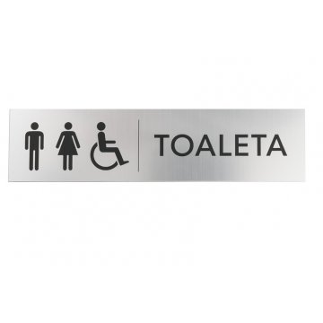 Tabliczka na toalety koedukacyjne - srebrny lub złoty laminat - wym. 200x50mm - TT036