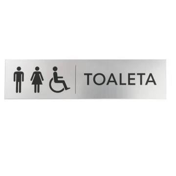 Tabliczka na toalety koedukacyjne - srebrny lub złoty laminat - wym. 200x50mm - TT036