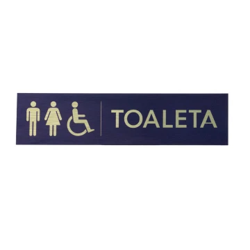 Tabliczka na toalety koedukacyjne - złoty dibond z nadrukiem UV - wym. 200x50mm - TT040
