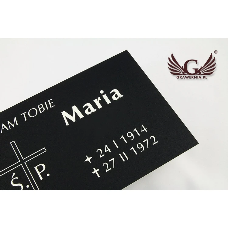 TABLICZKA NAGROBKOWA - czarny laminat textures - wym. 350x150mm