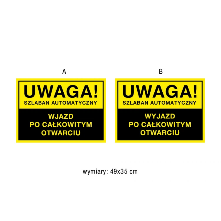 Tabliczka ostrzegawcza uwaga szlaban automatyczny - wym. 490x350mm - PVC - kolorowy druk UV - TAB155