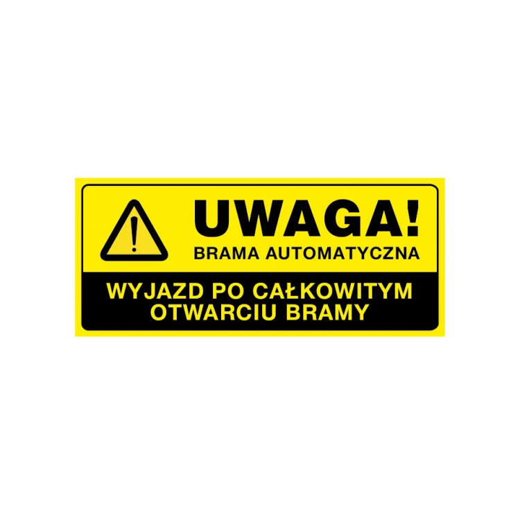 Tabliczka ostrzegawcza uwaga brama automatyczna - wym. 700x300mm - PVC - kolorowy druk UV - TAB157