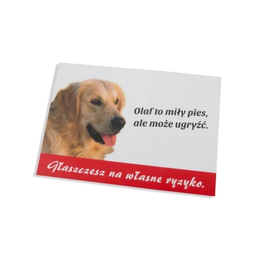 Tabliczka ostrzegawcza z psem właściciela - tworzywo PCW - wym. 210x150mm - TZP005