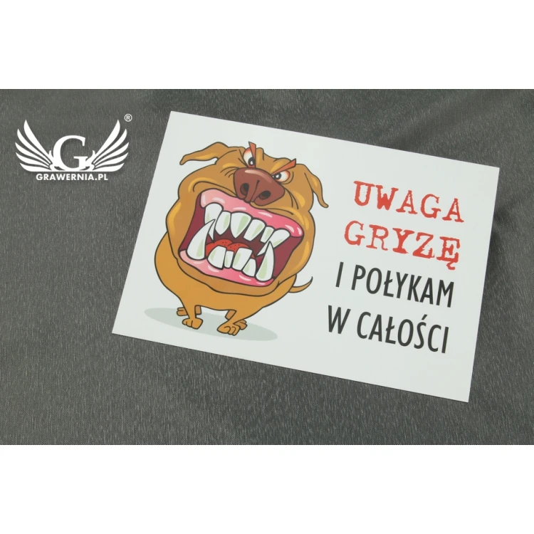 Tabliczka ostrzegawcza - zły pies -  tworzywo PCW - wym. 210x150mm - TZP002