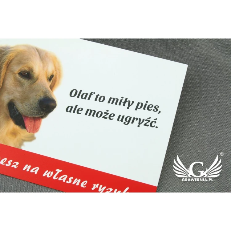 Tabliczka ostrzegawcza z psem właściciela - tworzywo PCW - wym. 210x150mm - TZP005