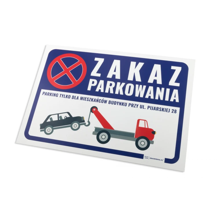 Tabliczka ostrzegawcza zakaz parkowania PVC 3mm - wym. 420x297mm (A3) - druk UV - TOZ001