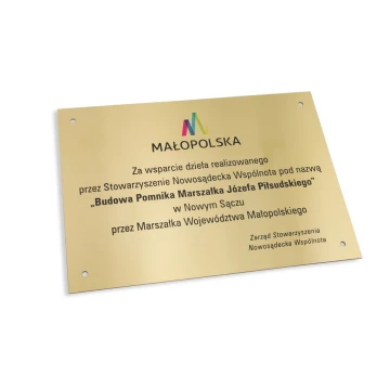 Tabliczka pamiątkowa - mosiądz szczotkowany - grawer CNC i druk UV - wym. 297x210 (A4) - TAB117 