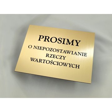 TABLICZKA: Prosimy o niepozostawianie rzeczy wartościowych - wym. 18x14cm