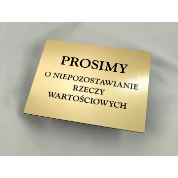 TABLICZKA: Prosimy o niepozostawianie rzeczy wartościowych - wym. 18x14cm