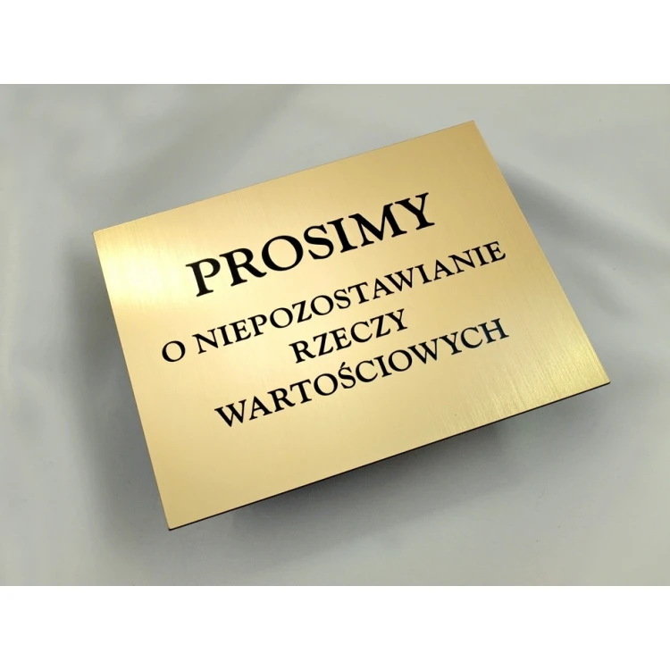 TABLICZKA: Prosimy o niepozostawianie rzeczy wartościowych - wym. 18x14cm