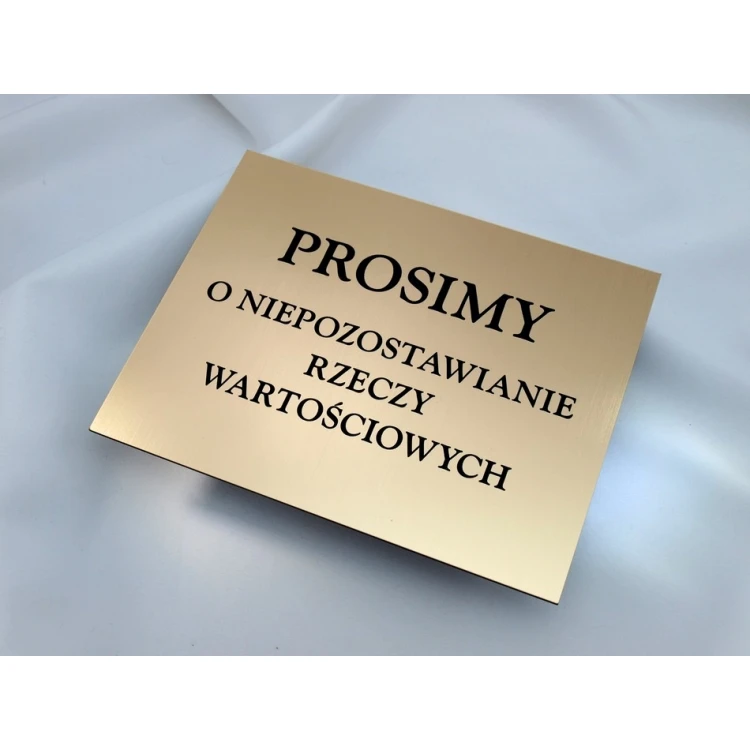 TABLICZKA: Prosimy o niepozostawianie rzeczy wartościowych - wym. 18x14cm