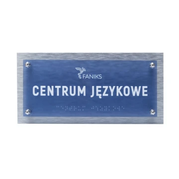 Tabliczka przydrzwiowa z dibondu i plexi z alfabetem Braille'a - wym. 230x110mm - SPD043