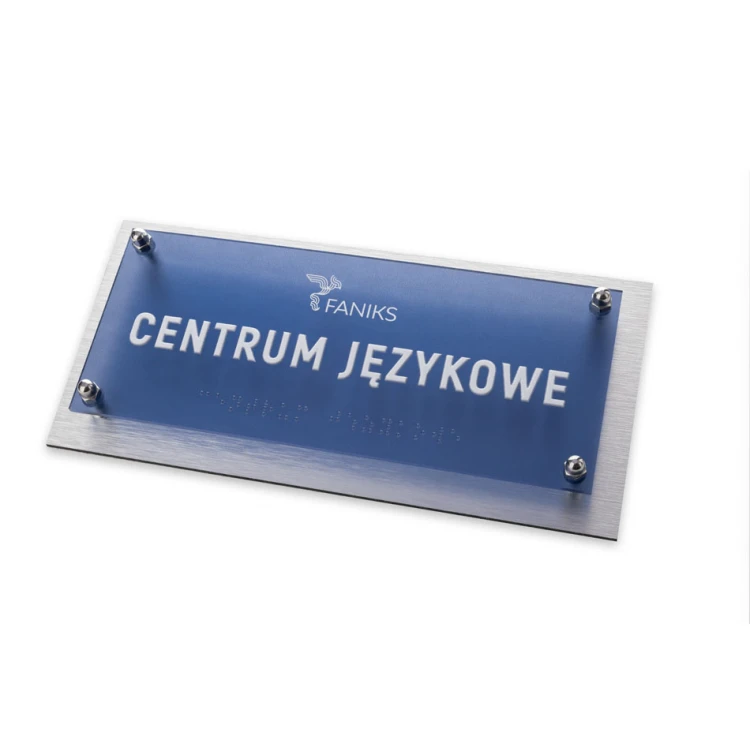 Tabliczka przydrzwiowa z dibondu i plexi z alfabetem Braille'a - wym. 230x110mm - SPD043