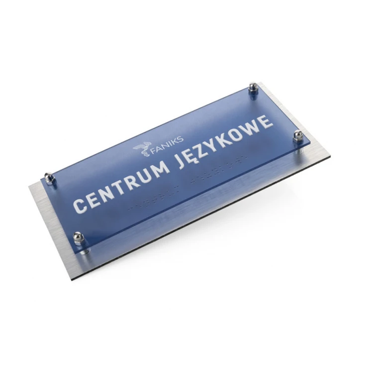 Tabliczka przydrzwiowa z dibondu i plexi z alfabetem Braille'a - wym. 230x110mm - SPD043