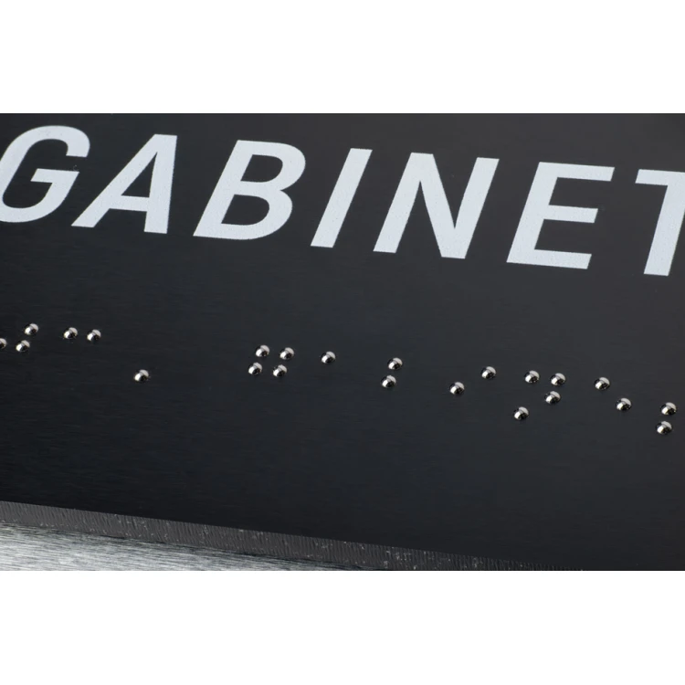 Tabliczka przydrzwiowa z dowolnym tekstem i pismem Braille'a - wym. 214x140mm - Dibond i PCW - TAB462