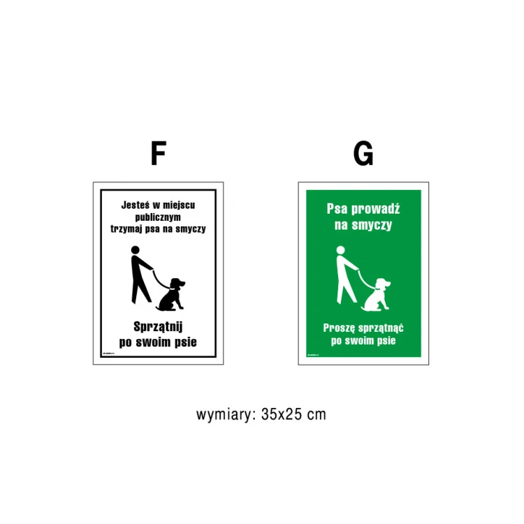 Tabliczka informacyjna sprzątnij po swoim psie - wym. 250x350mm - PVC - kolorowy druk UV - TAB153