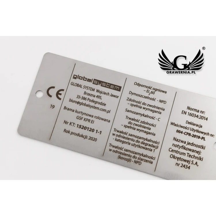 Tabliczka znamionowa stalowa - wym. 100x45mm - TAB083