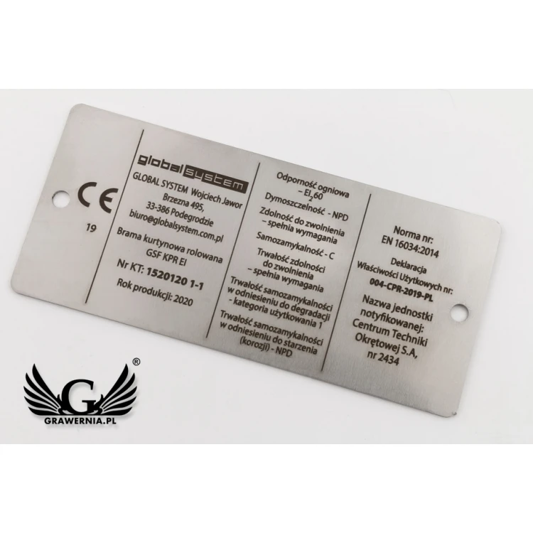 Tabliczka znamionowa stalowa - wym. 100x45mm - TAB083