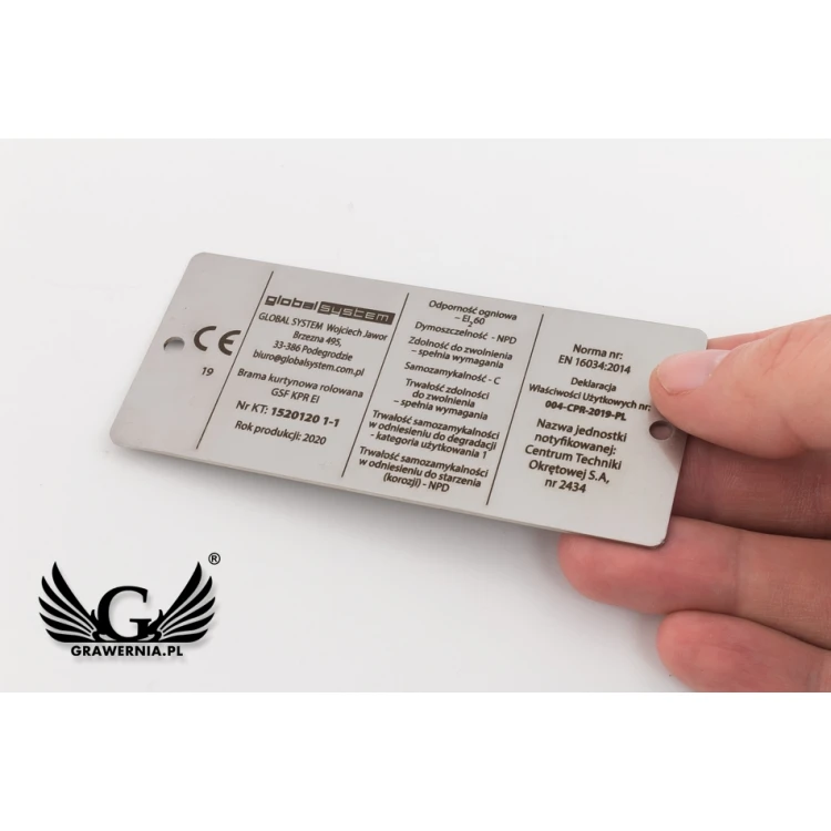 Tabliczka znamionowa stalowa - wym. 100x45mm - TAB083