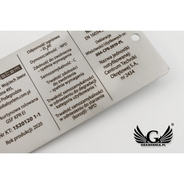 Tabliczka znamionowa stalowa - wym. 100x45mm - TAB083