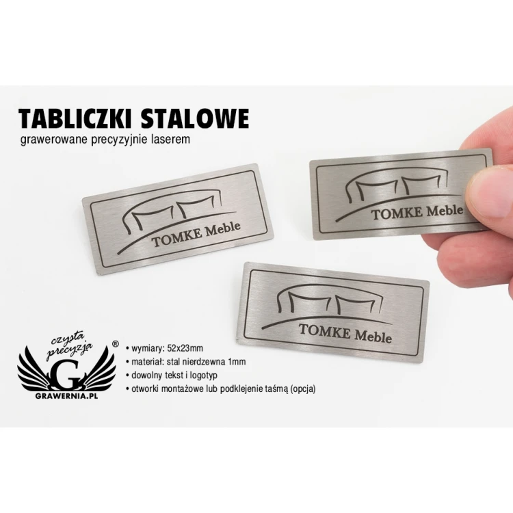 Tabliczka stalowa grawerowana na produkty - wym. 52x23x1mm - TAB087