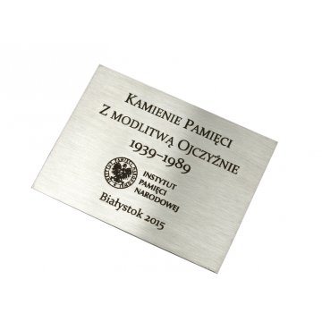 Tabliczka stalowa pamiątkowa - wym. 45x60mm